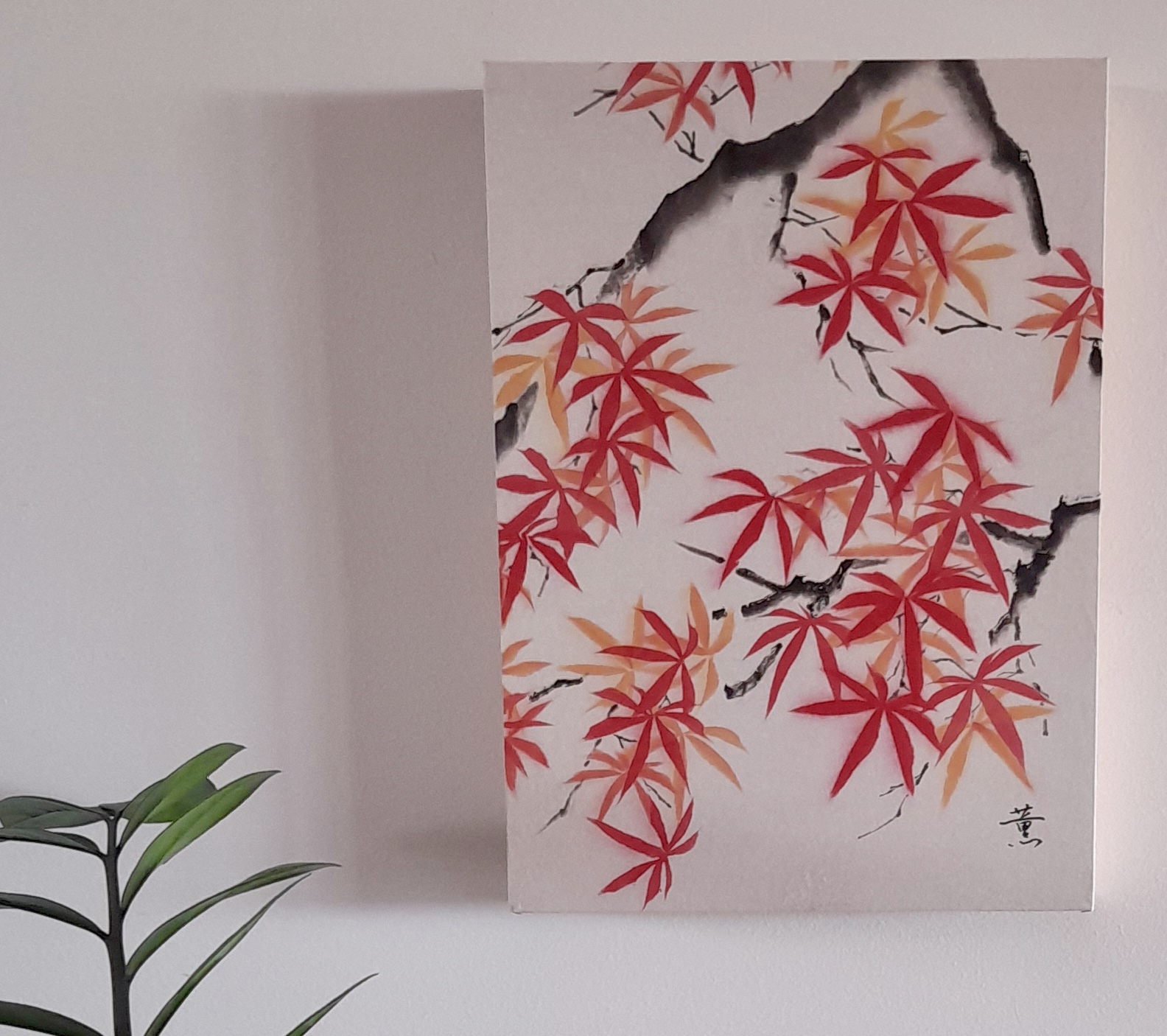 Regalo navidad cuadro sumie pintura japonesa momiji